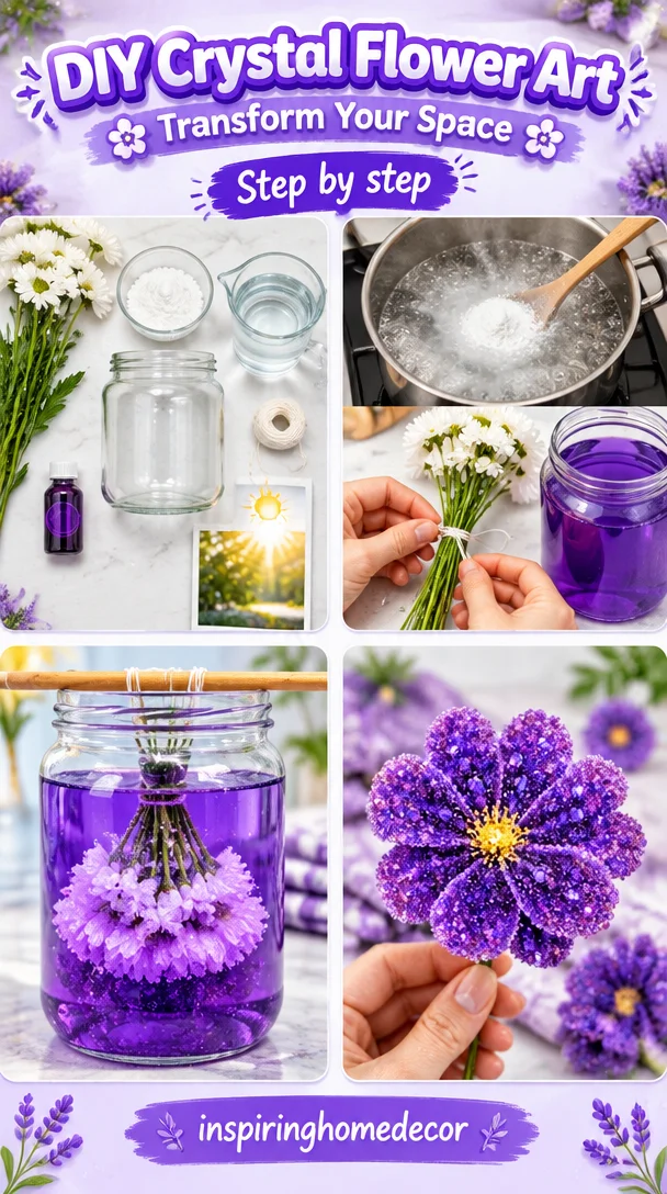Handmade crystal flower art as decorative home decor