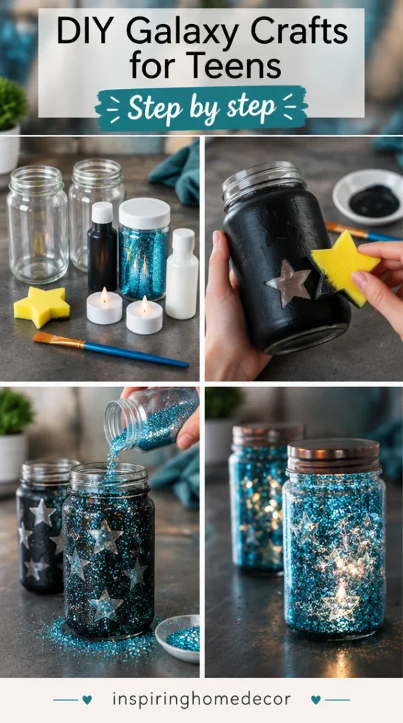 Colorful DIY galaxy crafts showcasing teen creativity and cosmic designs.