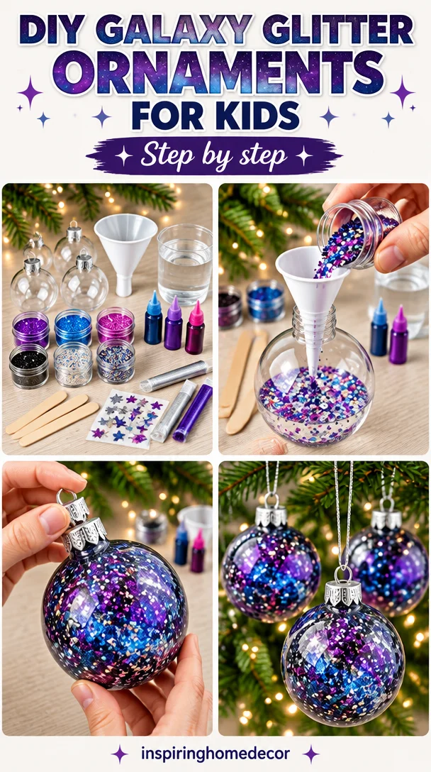 DIY Galaxy Glitter Ornaments for Kids