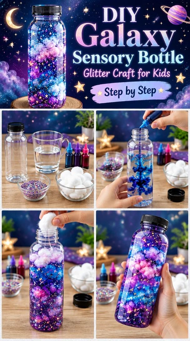 DIY Galaxy Sensory Bottle – Magical Glitter Craft for Kids