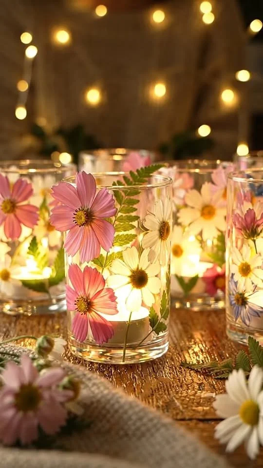 5.6K views · 29 reactions | Turn simple glass candle holders into glowing floral art using real pressed flowers. This beginner-friendly DIY teaches flower placement, sealing techniques, and styling tips whil | Golden Era Recipes