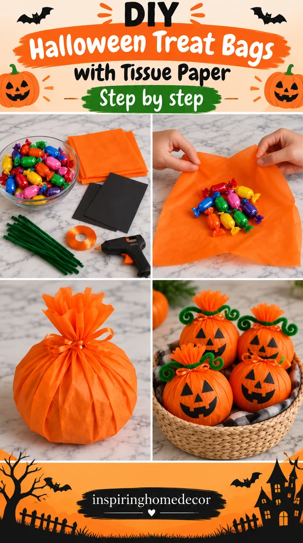🎃🎃 IDEA DE DULCEROS CON PAPEL CHINA PARA ESTA TEMPORADA 🎃🎃

🧡 Materiales:

2 pliegos de papel de china naranja
Hilo o lazo color naranja
Limpiapipas verdes
2 hojas de papel color negro
Silicón...