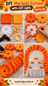 DIY Marigold Garland with LED Lights
