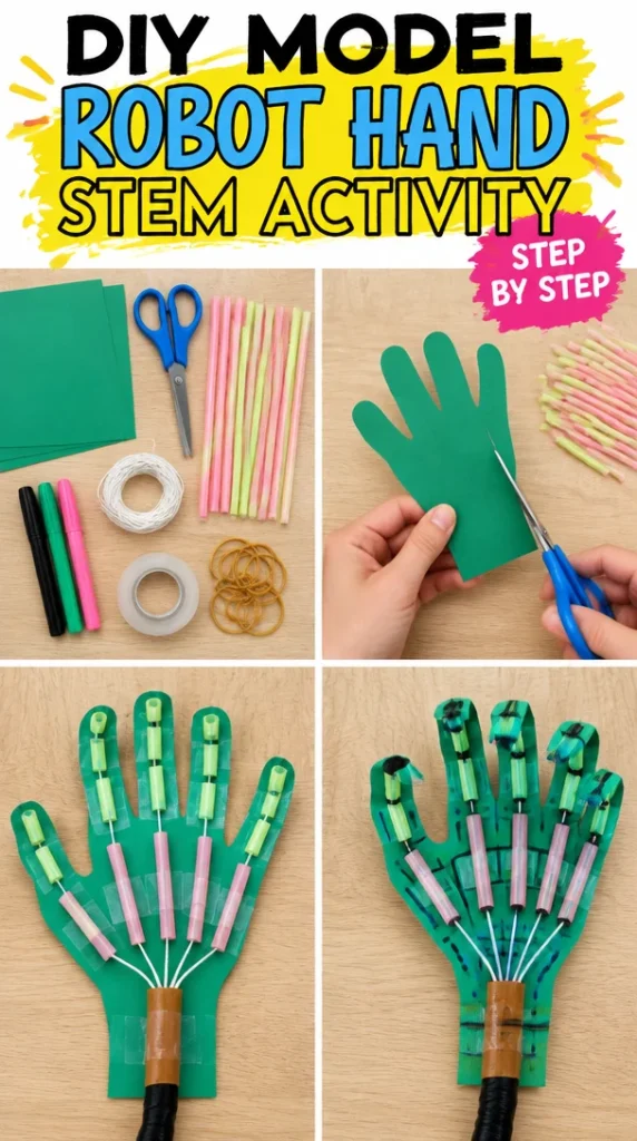 DIY model robot hand STEM activity kit for educational purposes