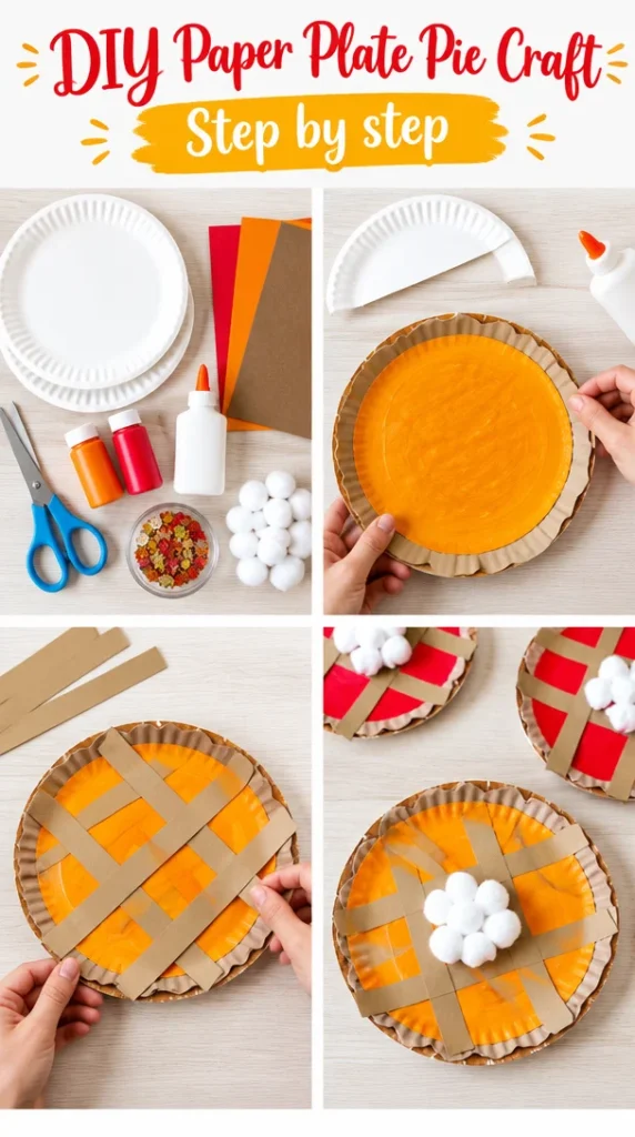 Colorful DIY paper plate pie craft for kids