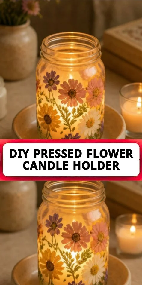 DIY Pressed Flower Candle Holder – Easy Botanical Home Decor Craft