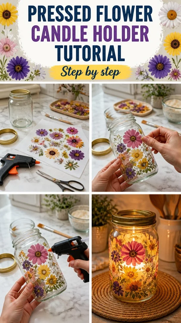 Create a DIY Pressed Flower Candle Holder for Home Decor and Kids Crafts