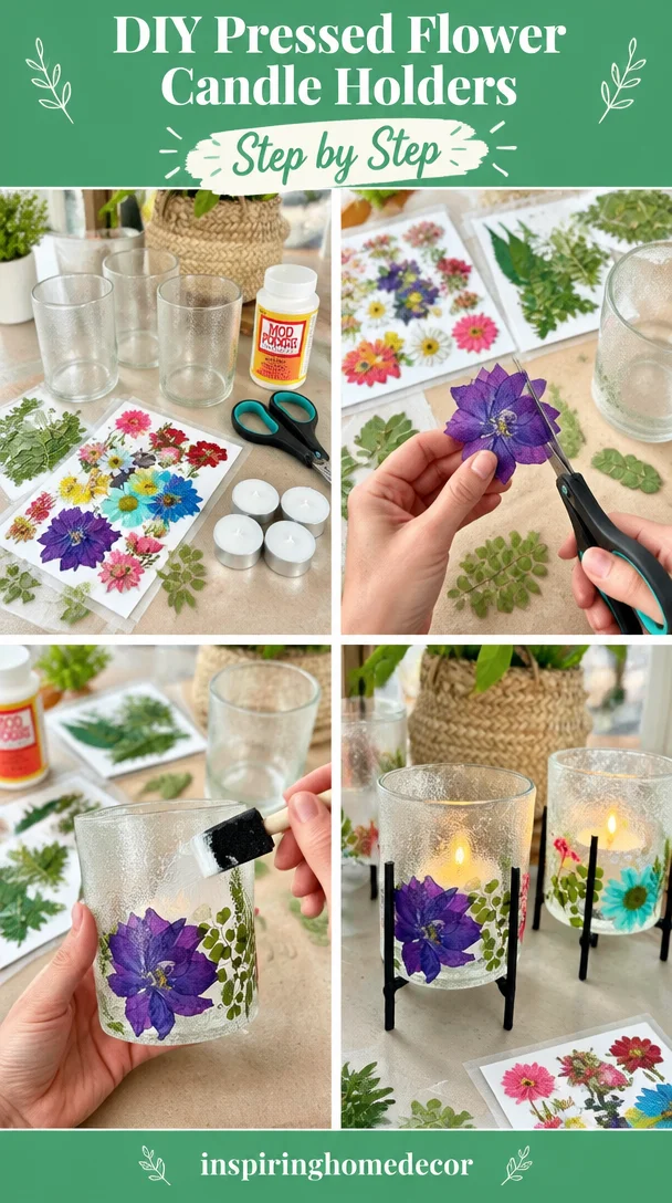 DIY Pressed Flower Candle Holders