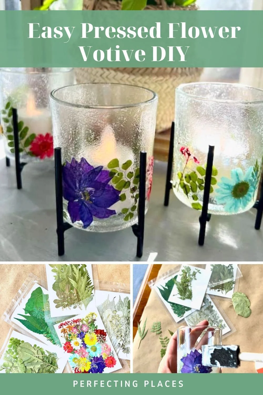 DIY Pressed Flower Candle Holders