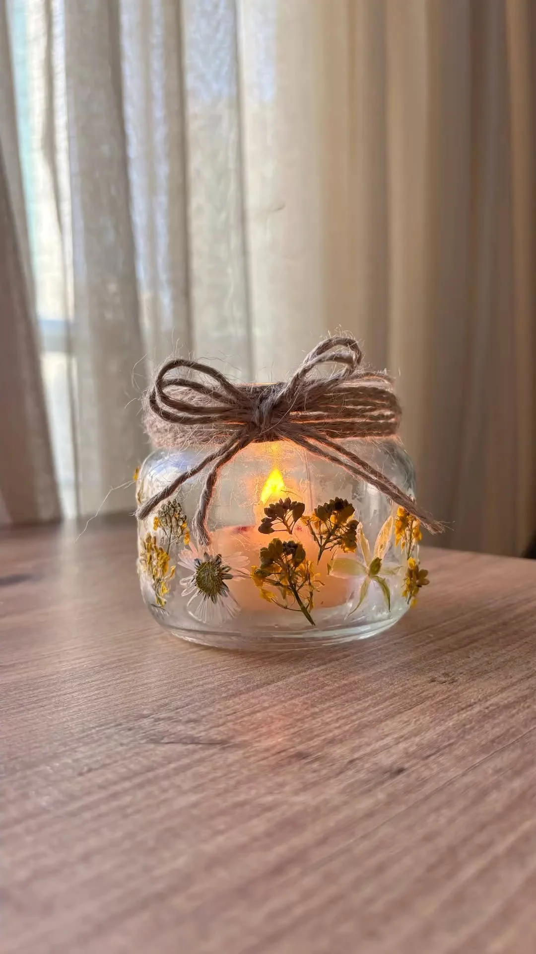 DIY Pressed Flower Glass Candle Holder