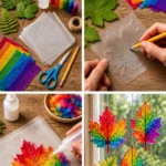 DIY Rainbow Crystal Leaf Suncatcher Using Everyday Household Items