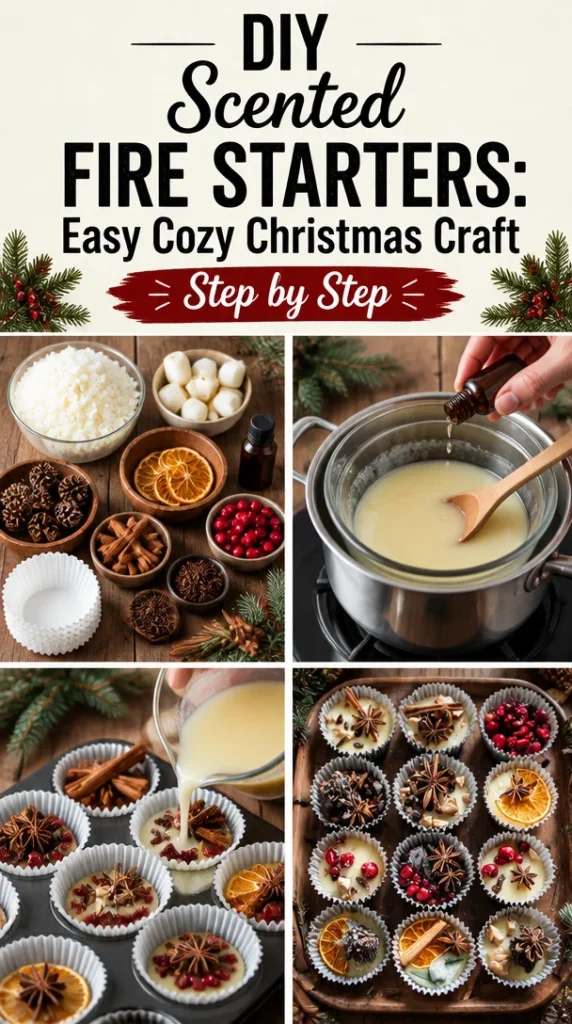 DIY scented fire starters for a cozy Christmas craft project
