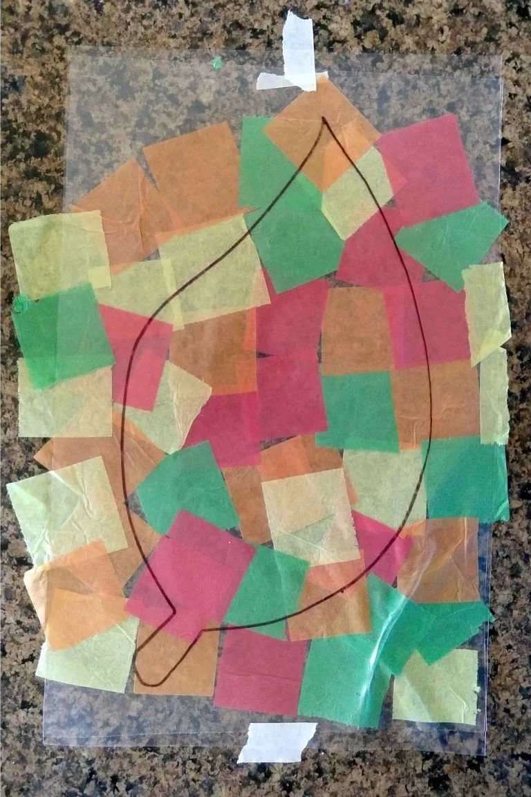 Easy Contact Paper Leaf Suncatchers - Sunshine and Munchkins