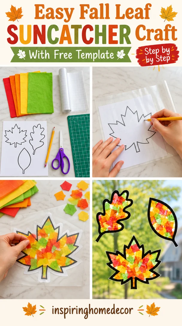 Easy Fall Leaf Suncatcher Craft (Free Template)