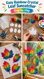 Easy Rainbow Crystal Leaf Suncatcher