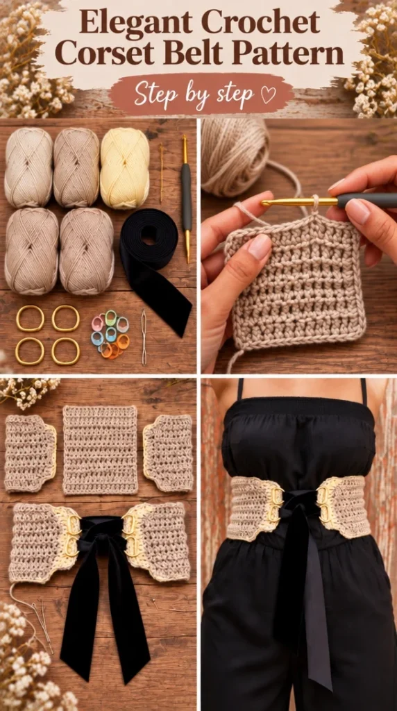 Elegant crochet corset belt pattern for stylish and trendy outfits.
