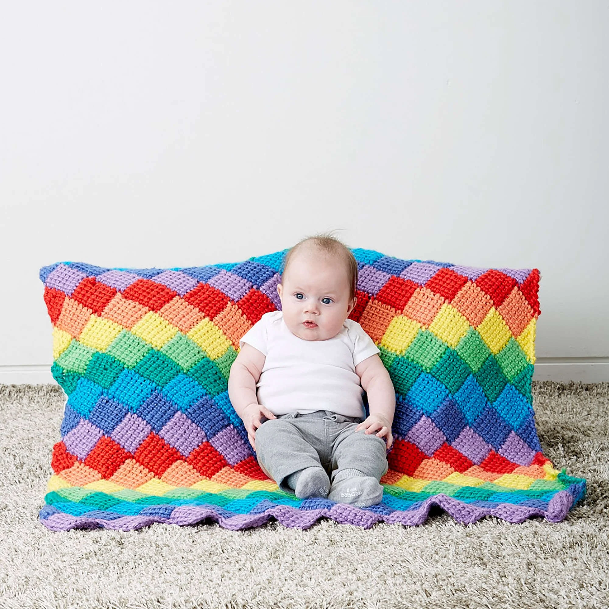 Tunisian Crochet Entrelac Baby Blanket Pattern