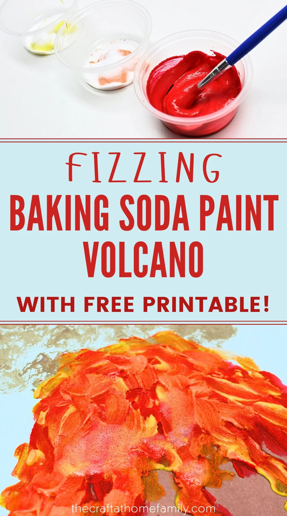 Fizzing Baking Soda Paint Volcano (with Free Printable!)