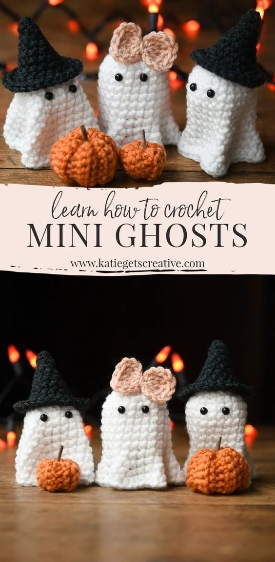 Adorable Ghost Crochet Patterns (Free!) | Crochet ghost with pumpkin free patteren, Ghost crochet free patterns, Fall crochet patterns