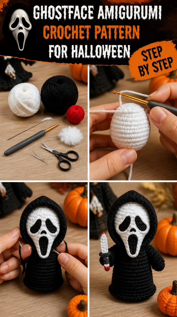Ghostface Amigurumi Crochet Pattern for Halloween