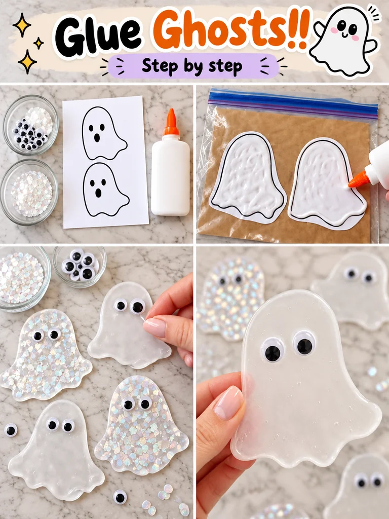Creative crafts featuring Glue Ghosts for Halloween fun