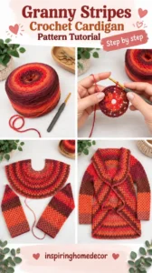 Granny Stripes Crochet Cardigan Pattern Tutorial