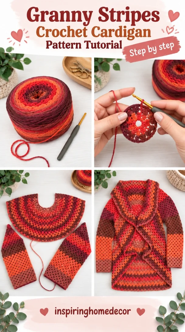 Granny Stripes Crochet Cardigan Pattern