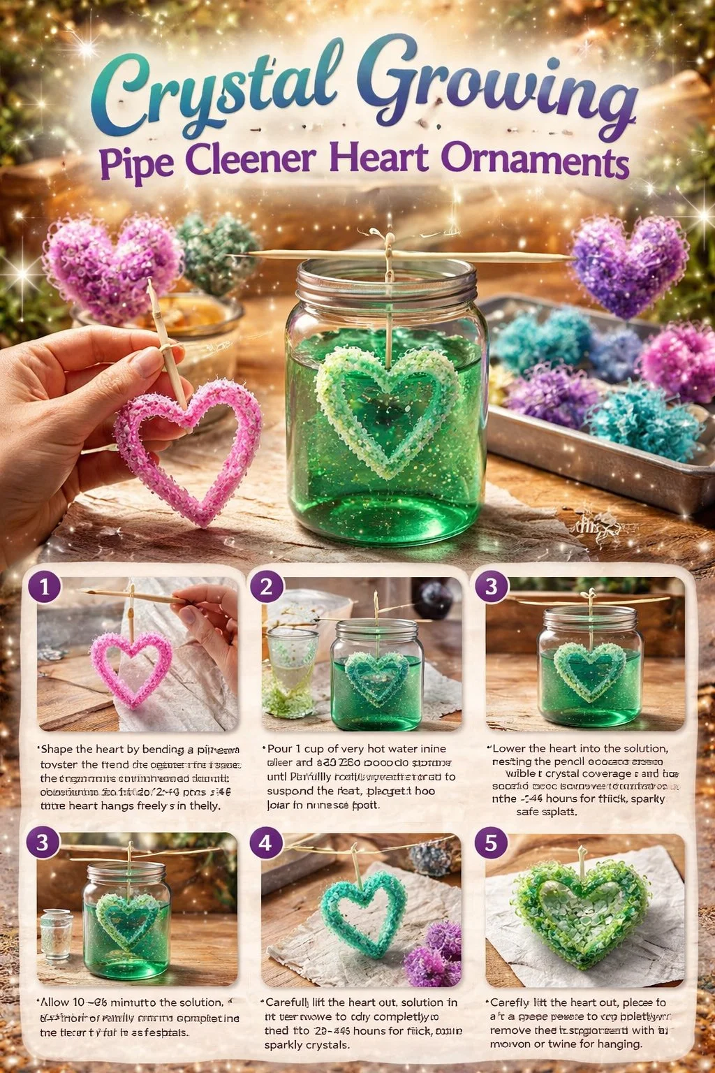 Grow Stunning Crystal Hearts with Pipe Cleaners - A Fun Science Craft
