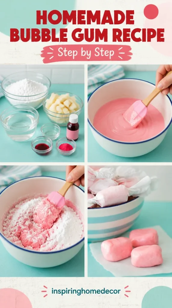 Homemade bubble gum made with simple ingredients