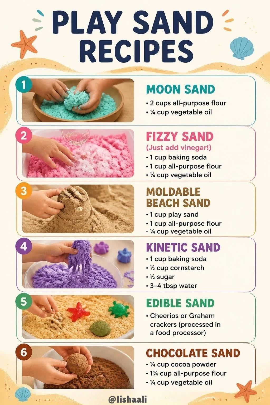 Homemade play sand. All the recipes you need for kids.