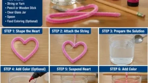 Baking Soda Growing Crystal Heart