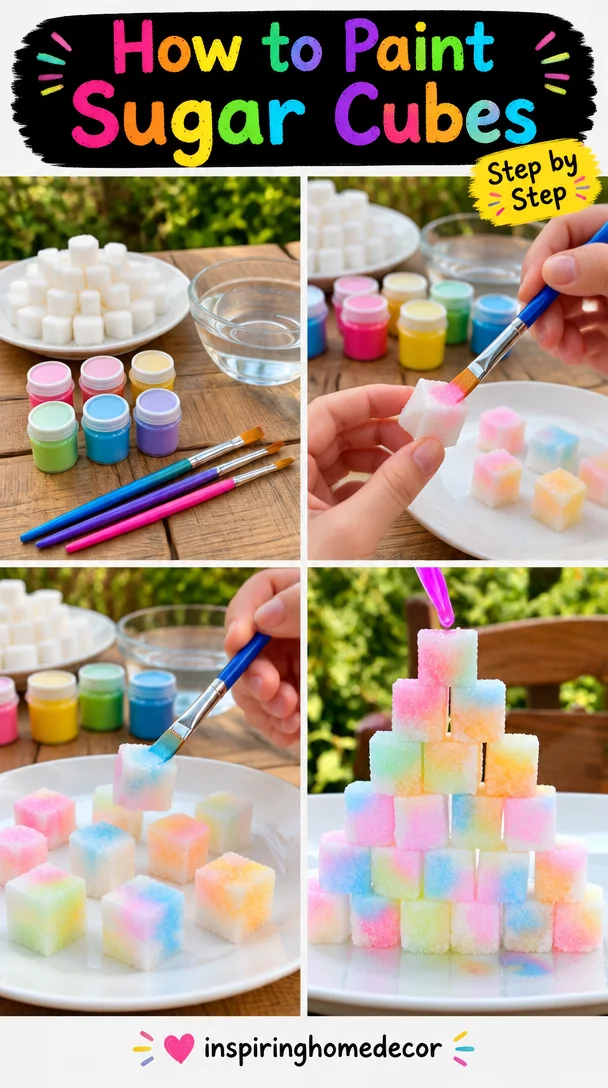 Colorful painted sugar cubes for creative decorating