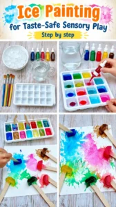Ice Painting for Taste-Safe Sensory Play