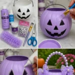 Lilac Glitter Pumpkin Bucket DIY