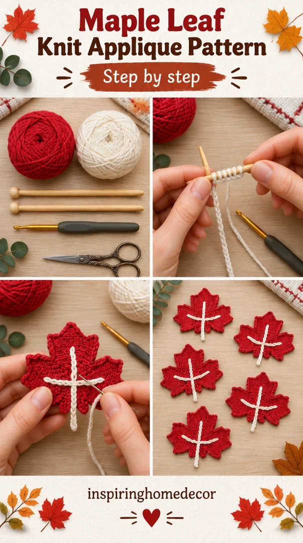 Maple Leaf Knit Applique Pattern