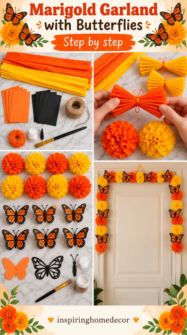 Marigold Garland with Butterflies