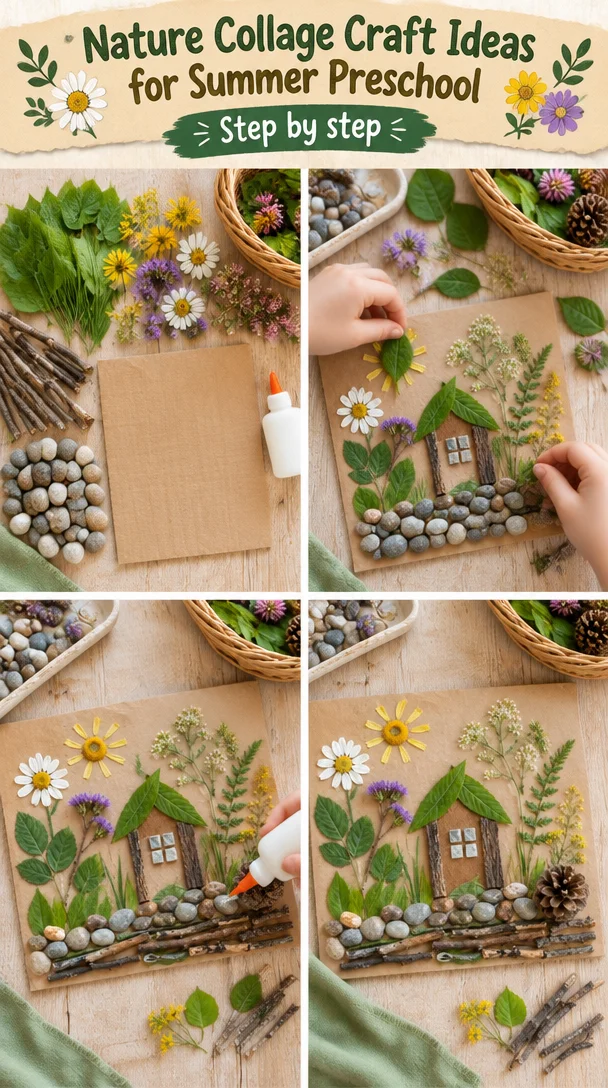 Nature Collage Craft Ideas for Summer Preschool