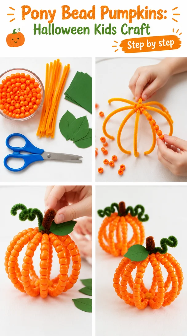 Pony Bead Pumpkins: Halloween Kids Craft