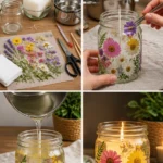 Pressed Flower Candle Holder Decor Ideas