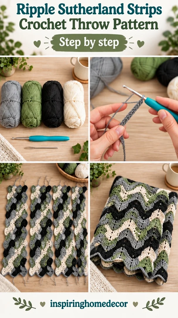 Ripple Sutherland Strips Crochet Throw Pattern