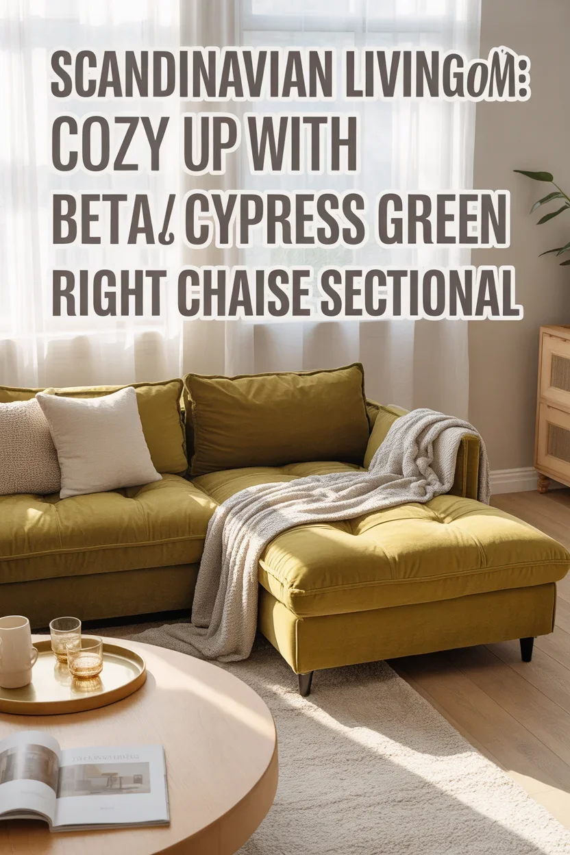 Scandinavian Living Room: Cozy Up with Beta Cypress Green Right Chaise Sectional