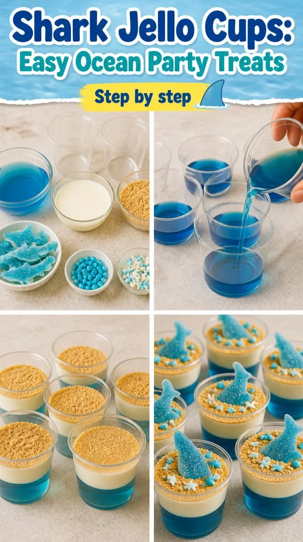 Shark Jello Cups: Edible Aquarium Parfait Recipe for Kids' Crafts