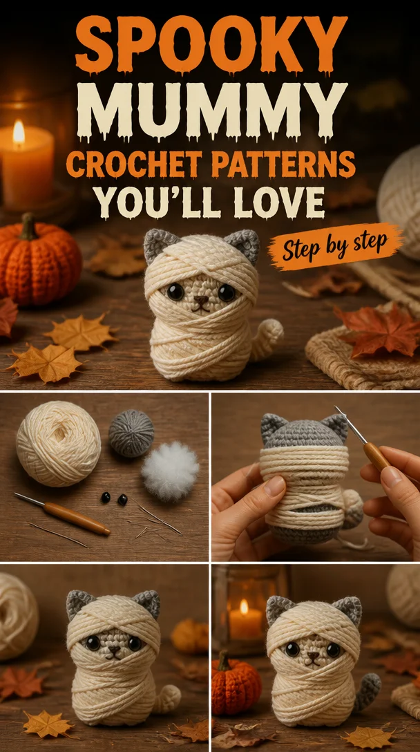 Spooky mummy crochet patterns for Halloween projects