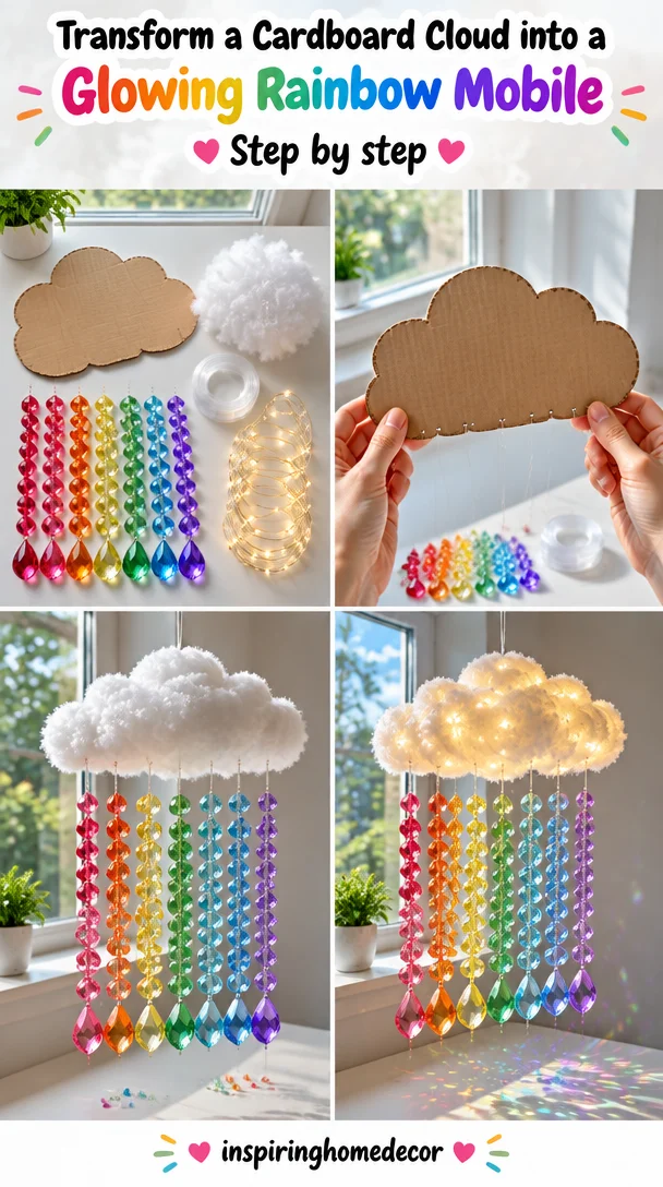 Transform a Cardboard Cloud into a Glowing Rainbow Mobile for Your Space