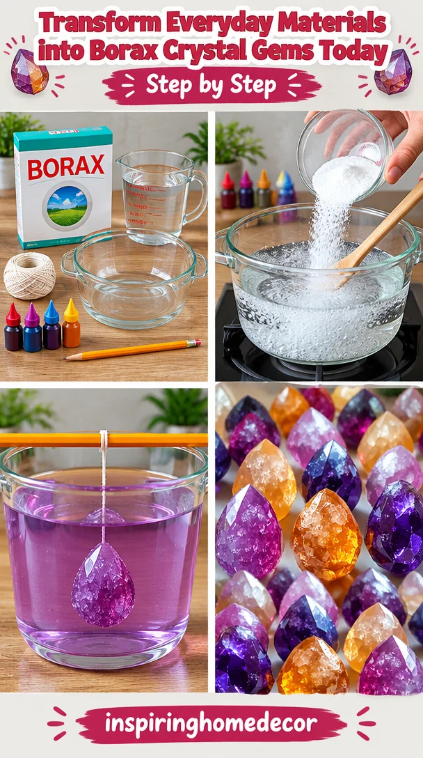 DIY Borax crystal gems made from everyday materials