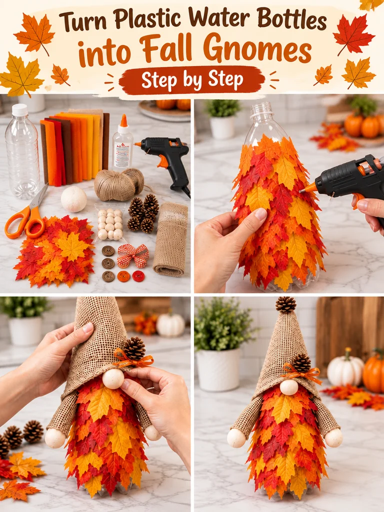 Turn Plastic Water Bottles into Fall Gnomes