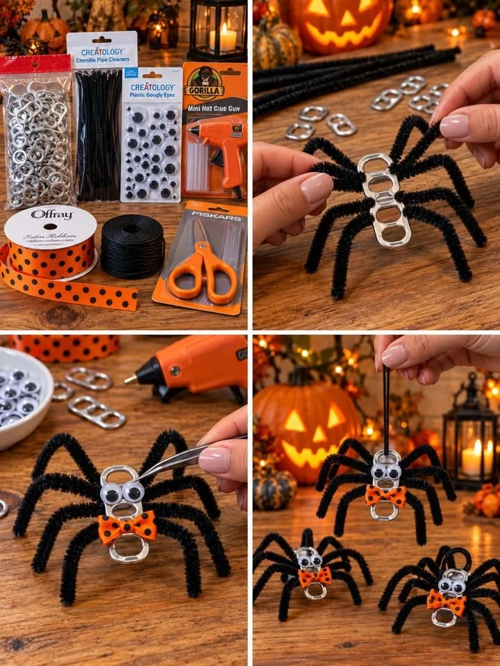 DIY Upcycled Soda Pull Tab Spiders

Turn recycled soda can pull tabs into cute, spooky little spiders that are perfect for hanging around your home for Halloween.